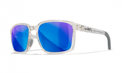 WileyX Alfa CAPTIVATE Polarized Blue Mirror/Gloss Clear Crystal Frame