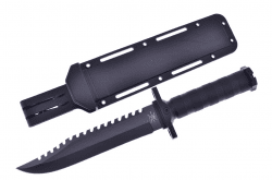Tac Xtreme Black Rubberized Bowie w/Composite Sheath